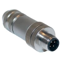 Mueller M12 Connector, 4 Pin, Male, Straight, Field Wireable, Nickel Plated, PG7