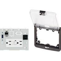 Murrelektronik Modlink double frame clear cover W/ 2x USA 125V outlet, 1x 3A Fuse, 1x RJ45