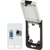 Murrelektronik Modlink single frame white cover with 1x RJ45 socket, 1x Sub D9 F single insert