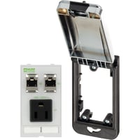 Murrelektronik Modlink sgl frame black cover W/ 2x RJ45 socket, 1x USA 125V outlet sgl insert