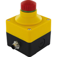 Murrelektronik e-Stop pushbutton W/ 2 + opening contacts, in a IP65 Encl., W/ M12 conn. 5 pole