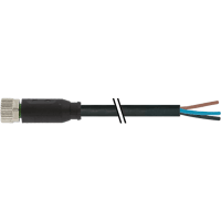 Murrelektronik Connector, M8, female, single-ended cord, 3-pin, A-Code, PUR jacket, BLK, 5.0m