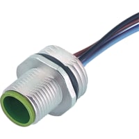 Murrelektronik Connector, M12 male receptacle, A-Code, front mount, nut, PP-wires, 5-pin, 0.5m