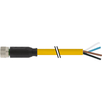 Murrelektronik Connector, M8, female, single-ended cord, 4-pin, A-Code, PVC jacket, YEL, 5.0m