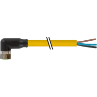 Murrelektronik Connector, M8, female 90, single-ended cord, 3-pin, A-Code, PVC, YEL, 3.0m