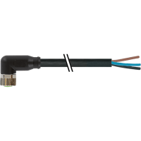 Murrelektronik Connector, M8, female 90, single-ended cord, 3-pin, A-Code, PVC, BLK, 10.0m