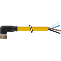 Murrelektronik Connector, M8, female 90, single-ended cord, 4-pin, A-Code, PVC, YEL, 5.0m