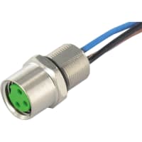 Murrelektronik Connector, M8, receptacle, 4-pin, female, A-Code, front mt, PP wires, 0.5m