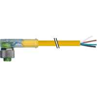 Murrelektronik Cable, M12 female, 90deg., 4-pin, A-Code, LED, single-ended, PVC yellow, 5.0m