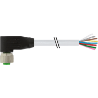 Murrelektronik Cable, M12 female, A-Code, 8-pin, 90deg., single-ended, PUR grey, 3.0m