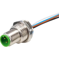 Murrelektronik Cable, M12 male receptacle, A-Code, 8-pin, rear-mount, PP wires, 0.50m