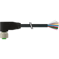 Murrelektronik Cable, M12 female, 90deg. 12-pin, A-Code, single-ended, PVC black, 10.0m