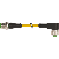 Murrelektronik Cable, M12 male/female 90deg., 4-pin, A-Code, PVC yellow, 0.30m