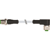 Murrelektronik Cable, M12 male/female 90deg., 4-pin, A-Code, PUR grey, 0.30m