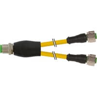 Murrelektronik Cable, Y-Distributor, M12 male/2x female 90deg., A-Code, PVC yellow, 0.15m