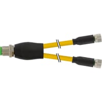 Murrelektronik Cable, Y-Distributor, M12 male/2x M8 female, A-Code, PUR yellow, 0.3m