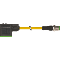 Murrelektronik Cable, M12 male, A-Code/MSUD valve plug A-18mm, 3-pin, 24V, PUR yellow, 3.0m