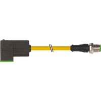 Murrelektronik Cable, M12 male, A-Code/MSUD valve plug CI-9.4mm, 3-pin, 24V, PVC yellow, 0.3m