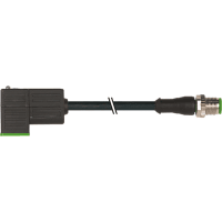 Murrelektronik Cable, M12 male, A-Code/MSUD valve plug CI-9.4mm, 3-pin, 24V, PVC black, 1.0m