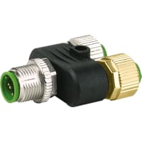 Murrelektronik Connector, T-Coupler M12 male, 5-pin/2x M12 female 4-pin, A-Code