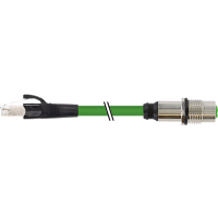 Murrelektronik RJ45 male/Cable, M12 female, X-Code, Cat6A, shielded, PUR green, 1.0m