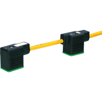 Murrelektronik Cable, MSUD double valve BI-11mm, 4-pin, 24V, bridged PE, PVC yellow, 3.0m