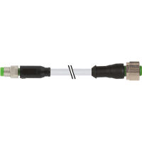 Murrelektronik Cable, M8 male/M12 female, A-Code, 3-pin, PUR grey, 0.3m