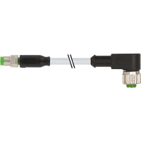 Murrelektronik Cable, M8 male/M12 female 90deg., A-Code, 3-pin, PUR grey, 0.6m