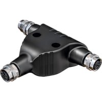 Murrelektronik Connector, T-Coupler, M12 Power, L-Code/2x female L-Code, 5-pin, 4-pin + FE