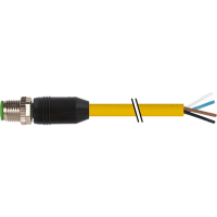 Murrelektronik Cable, M12 male, single-ended, A-Code, 4-pin, 18awg, TPE yellow, 3.0m