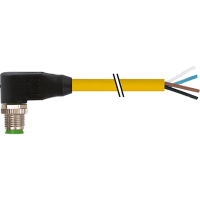 Murrelektronik Cable, M12 male 90deg., single-ended, A-Code, 4-pin, 18awg, TPE yellow, 1.0m