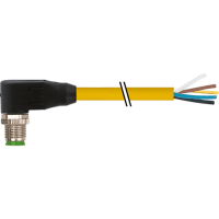 Murrelektronik Cable, M12 male 90deg., single-ended, A-Code, 5-pin, 18awg, TPE yellow, 2.0m