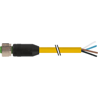 Murrelektronik Cable, M12 female, single-ended, A-Code, 4-pin, 18awg, TPE yellow, 0.6m