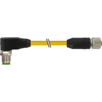 Murrelektronik Cable, M12 male 90deg./female, A-Code, 4-pin, 18awg, TPE yellow, 2.0m