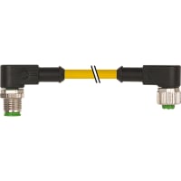 Murrelektronik Cable, M12 male 90deg./female 90deg., A-Code, 4-pin, 18awg, TPE yellow, 1.0m