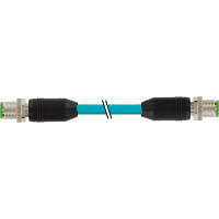 Murrelektronik Cable, M12 male/female, D-Code, 2x2x24awg, shielded, TPE teal, 7.5m