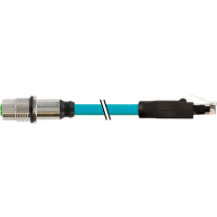 Murrelektronik Cable, M12 female receptacle X-Code/RJ45 male, shielded, TPE blue, 2.0m