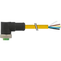 Murrelektronik Cable, 7/8in female 90deg., 3-pin, single-ended, TPE yellow, 16awg, 1.5m