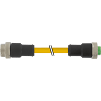 Murrelektronik Cable, 7/8in male/female, 3-pin, TPE yellow, 16awg, 0.30m