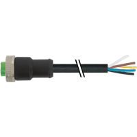 Murrelektronik Cable, 7/8in female, 4-pin, single-ended, PUR black, 16awg, 3.0m