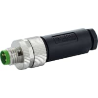 Murrelektronik Connector, M8 male, field-wireable, screw-term, 4pin, 0.14 - 0.5mm2, 2.5 - 5.0m