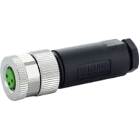 Murrelektronik Connector, M8, FE, field-wireable, screw-term, 3pin, 0.14 - 0.5mm2, 2.5 - 5.0mm