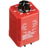 NCC Time Delay Relay, On-Delay, 0.1-10Sec, DPDT, 10A, 24VAC, Blade, K1 Series