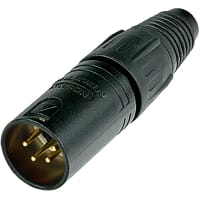 Neutrik XLR Plug, 4-C, Cable Mount, Insulated, Solder Black Brass, X Series