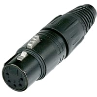 Neutrik XLR Connector, Jack 5-C, Cable Mount, Insulated, Solder, Brass, X Series