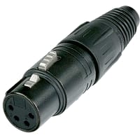 Neutrik XLR Jack, 4-C, Cable Mount, Insulated, Solder, Black, Brass, X Series