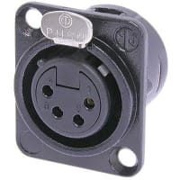 Neutrik Receptacle DL1 series 4 pin female- solder cups- black/gold