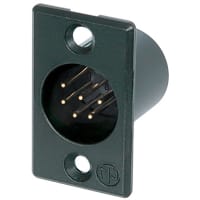 Neutrik Connector Receptacle Male 6 Pole Panel Mount Black Housing Gold Contacts