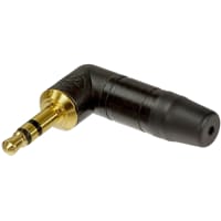 Neutrik Conn AV Phone Plug 3 Cont 0.138" Cbl Mnt Rt. Ang Uninsulated Solder Black Gold