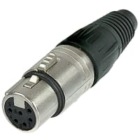 Neutrik Conn AV XLR Jack 6 Cont Cbl Mnt Uninsulated X Series Solder Brass Cont Mtl 7.5A